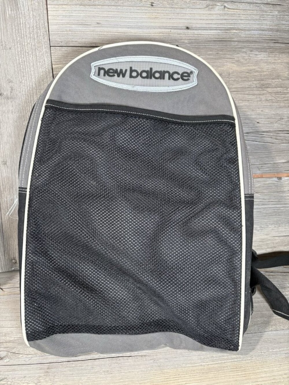 New Balance Small Backpack Black Gray Mini Bag Vintage Mesh Front RARE HTF